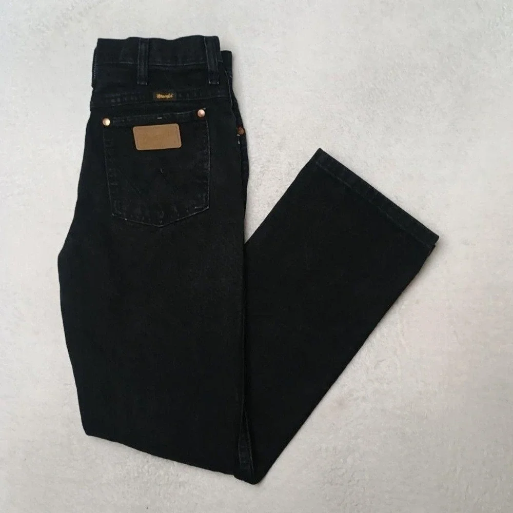 Wrangler Jeans Mens 29x30 Black Slim Cowboy Cut Straight Shadow Denim 936WBK